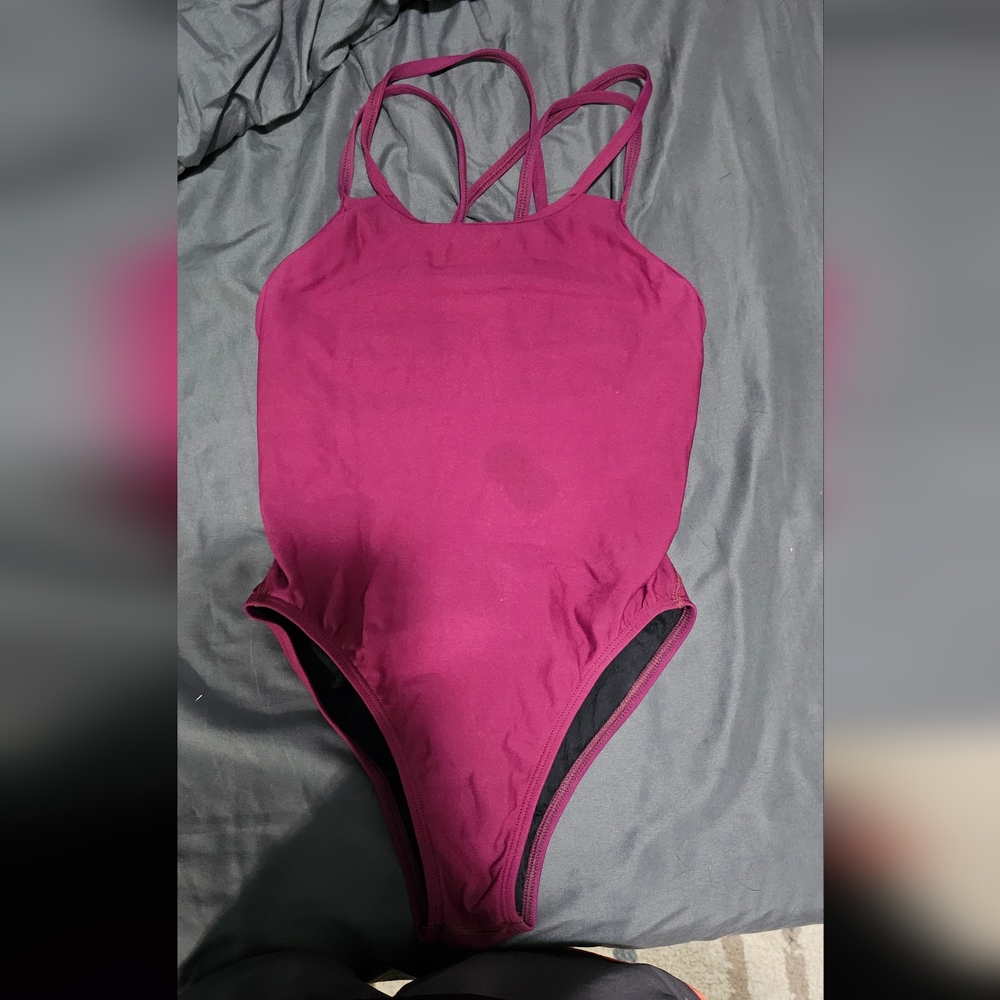 Burgundy Strappy One-Piece Swimsuit